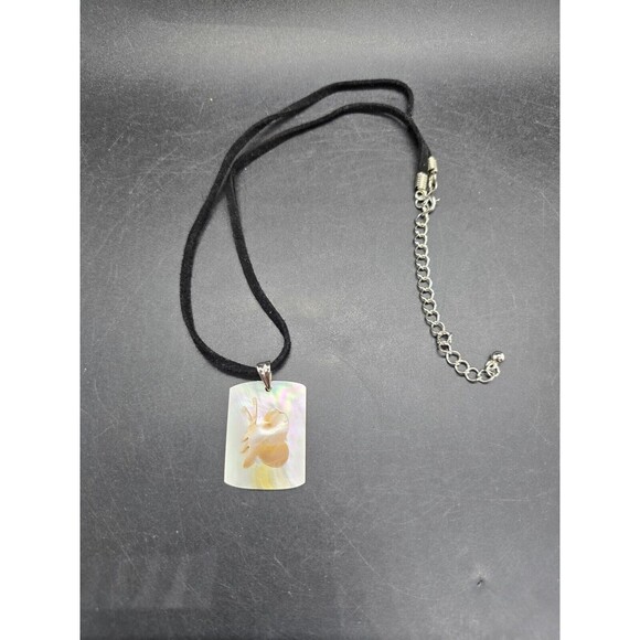 Unbranded Jewelry - Vtg Artisan Butterfly Necklace Chocker Mother Of Pearl Leather Chain Adjustable